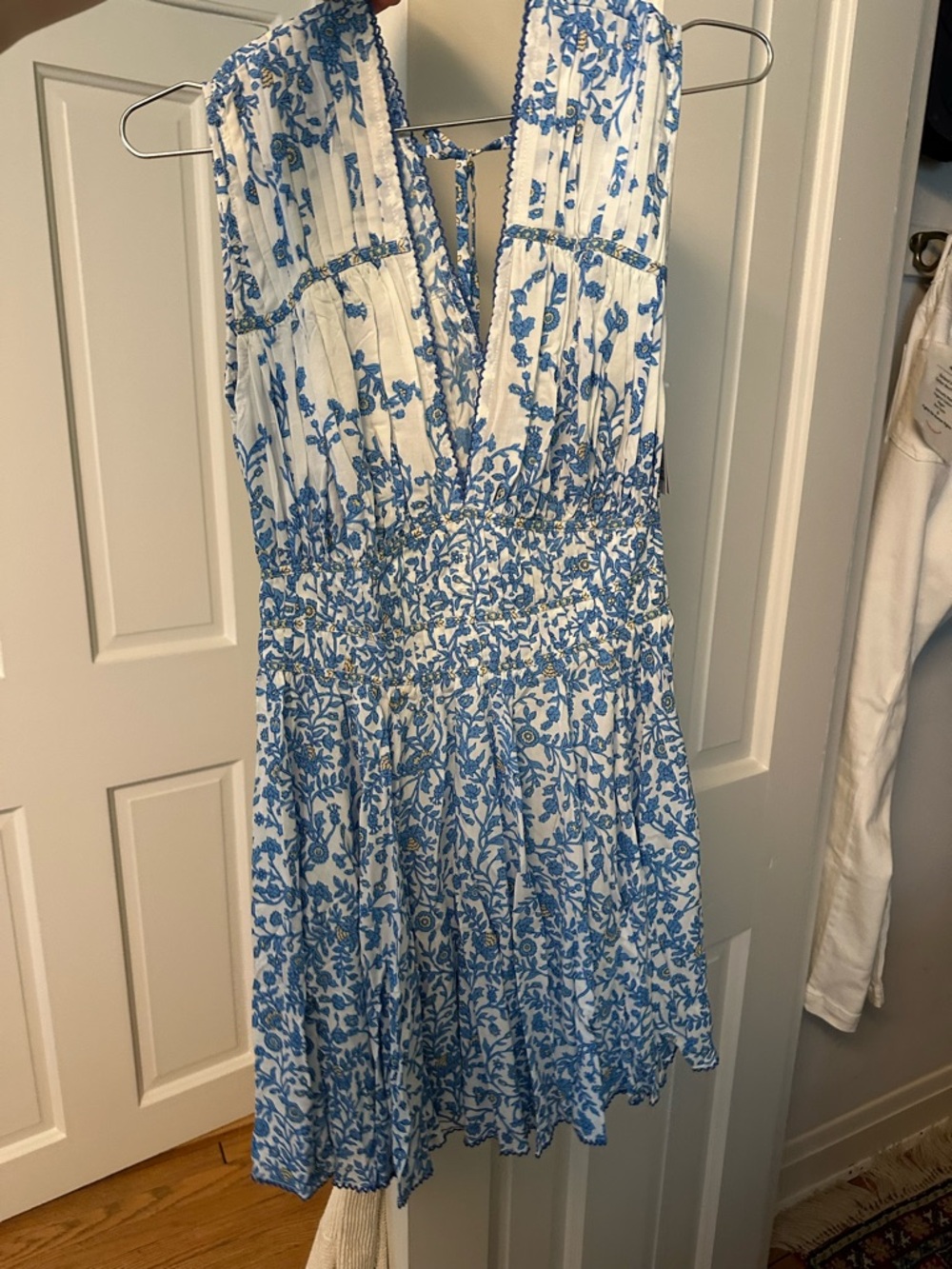 Poupette St. Barth Light Blue Floral V-Neck Mini Dress - Picture 3 of 4